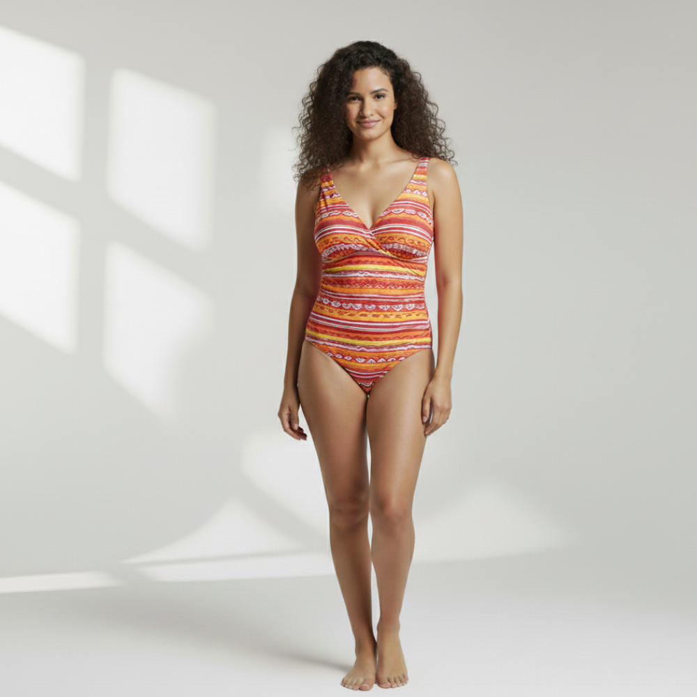 Tonal Scroll Pattern One-Piece